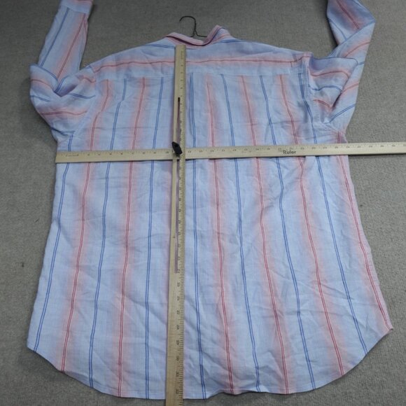 Tommy Bahama Shirt 3XL Blue Striped Long Sleeve Linen Blend - Picture 5 of 7